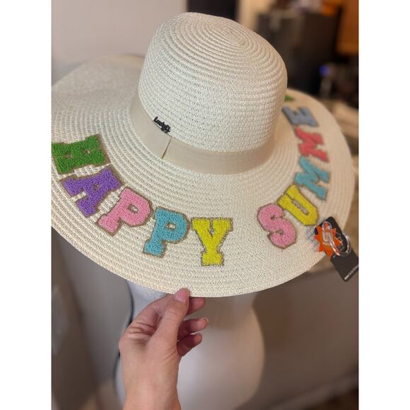 Lucky 7 Happy Summer Large Brim Sun Hat UV Protection NEW - Picture 1 of 5